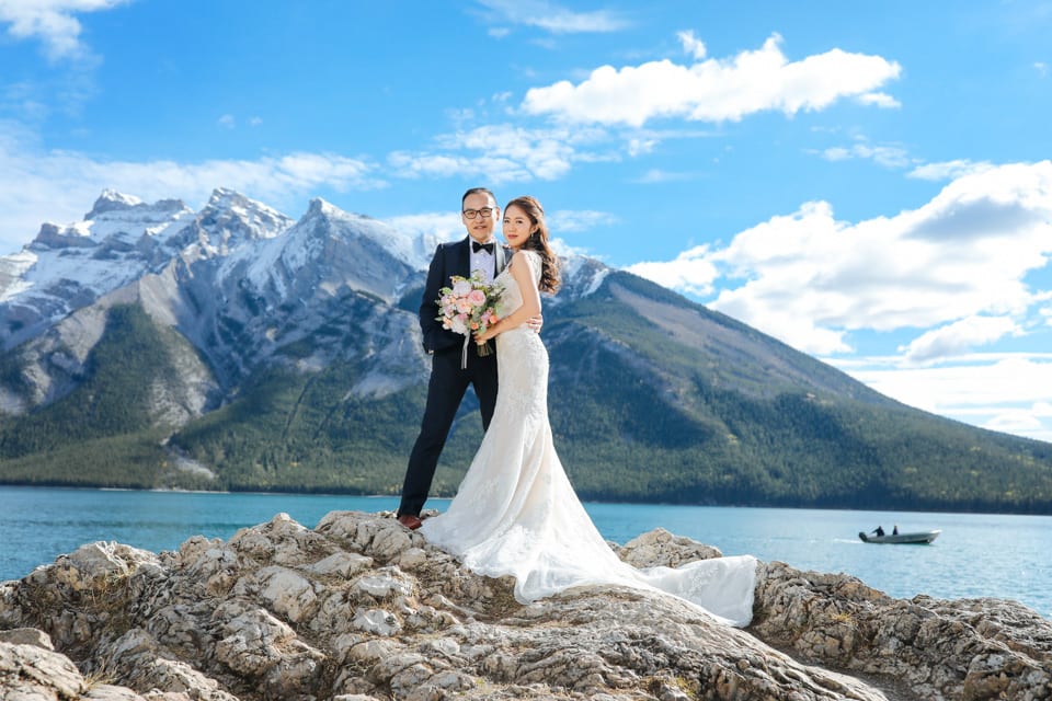 Prewedding photo shoot in Banff National Park Canada - Winter Lotus Photography Wedding